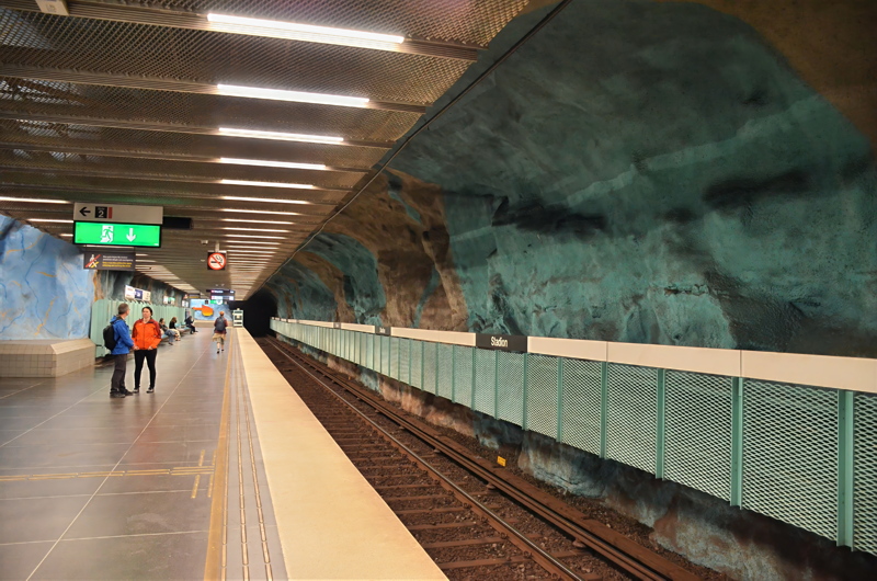 8 - The Stadion metro station in Stockholm, famous for its colorful artistic installations